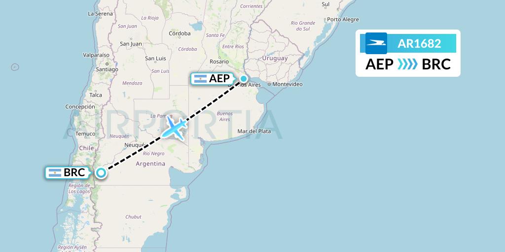AR1682 Aerolineas Argentinas Flight Map: Buenos Aires to San Carlos de Bariloche
