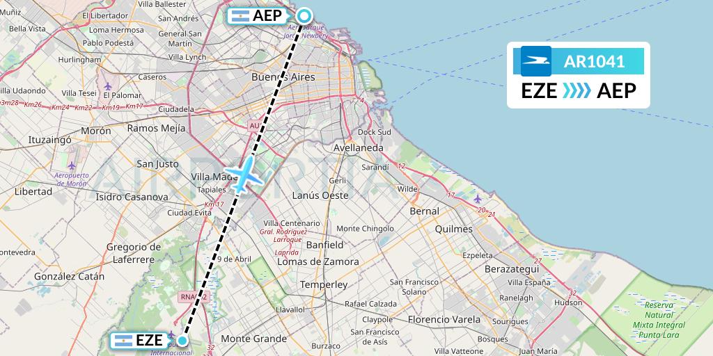 AR1041 Aerolineas Argentinas Flight Map: Buenos Aires to Buenos Aires