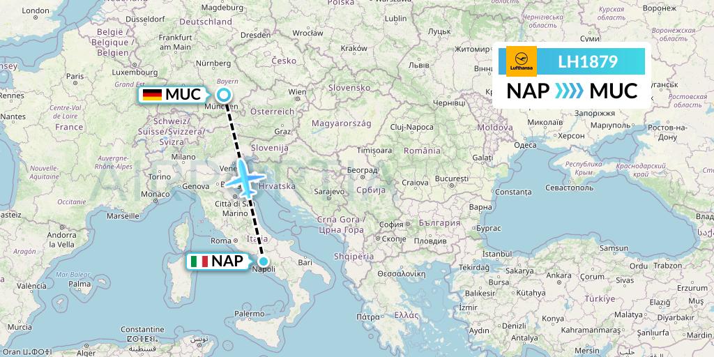LH1879 Lufthansa Flight Map: Naples to Munich