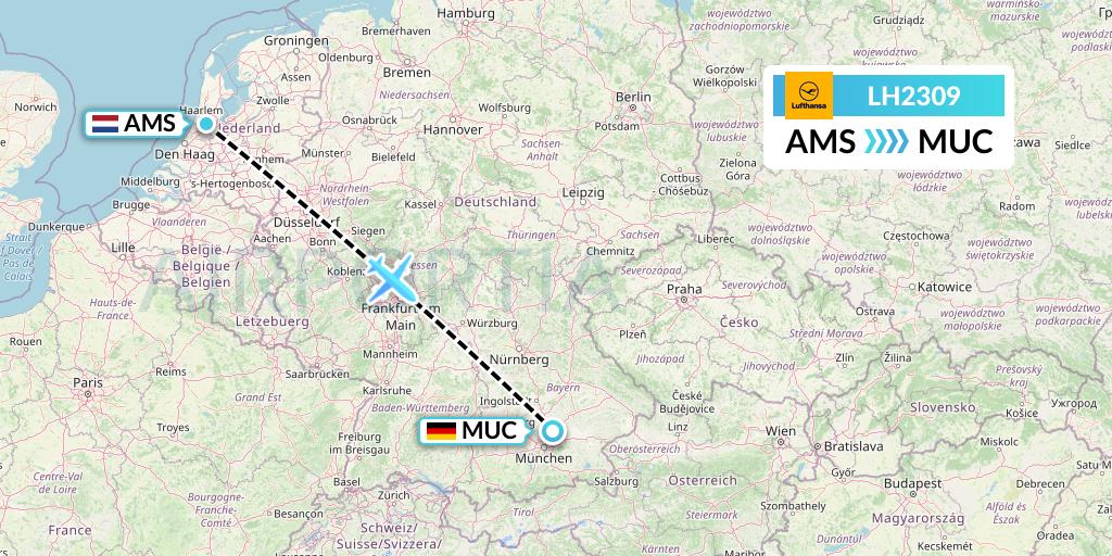 LH2309 Lufthansa Flight Map: Amsterdam to Munich