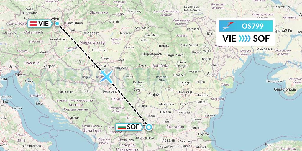 OS799 Austrian Airlines Flight Map: Vienna to Sofia