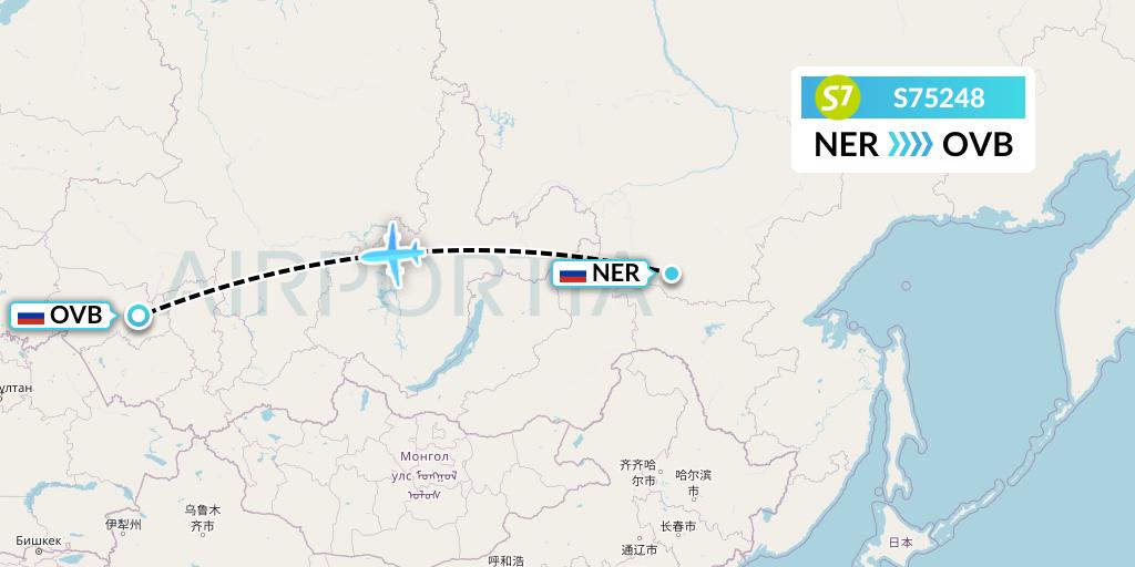 S75248 S7 Airlines Flight Map: Chulman to Novosibirsk