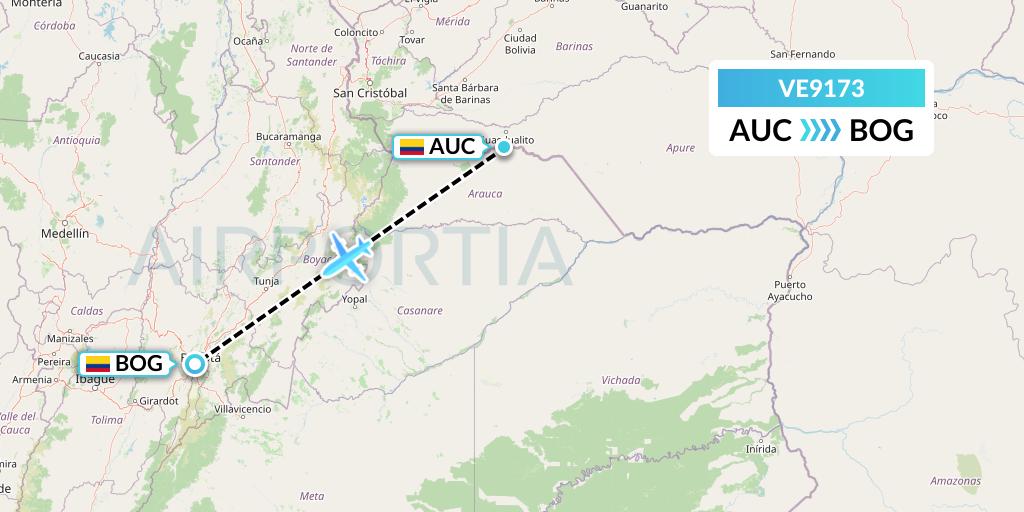 VE9173 Easyfly Flight Map: Arauca to Bogota