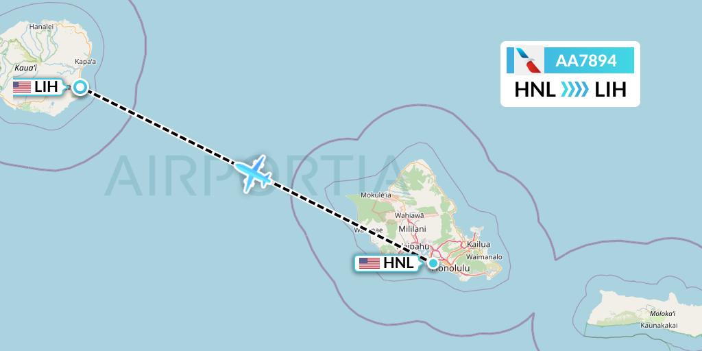 AA7894 American Airlines Flight Map: Honolulu to Lihue