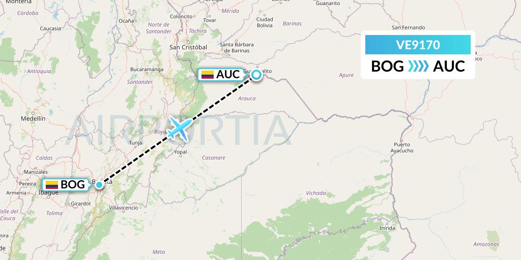 VE9170 Easyfly Flight Map: Bogota to Arauca