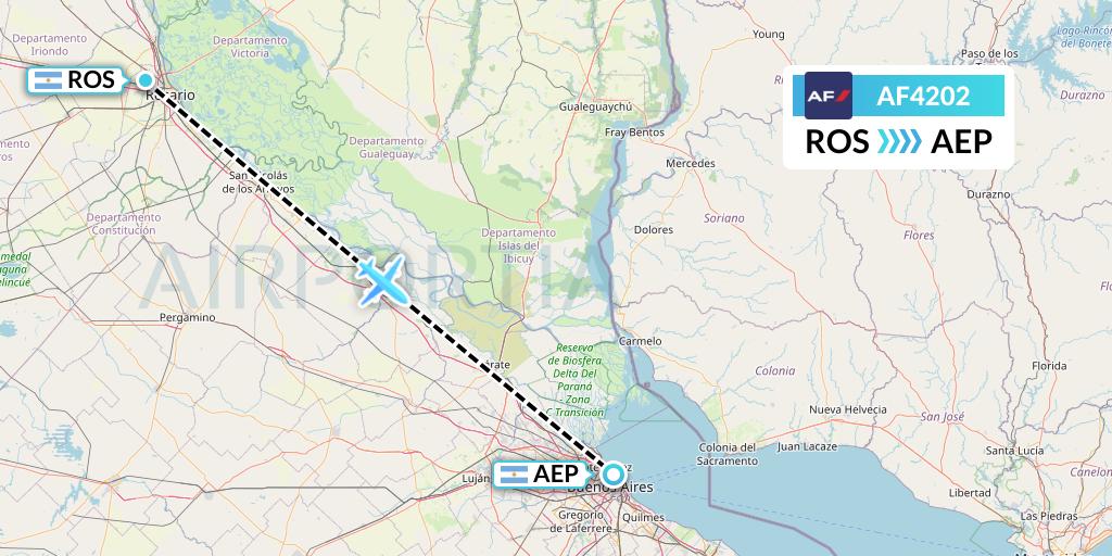 AF4202 Air France Flight Map: Rosario to Buenos Aires