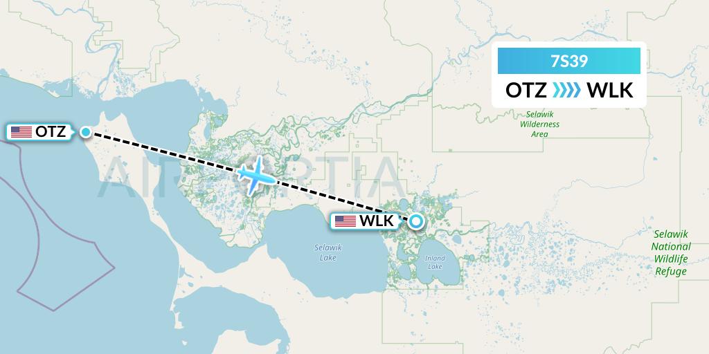 7S39 Ryan Air (USA) Flight Map: Kotzebue to Selawik