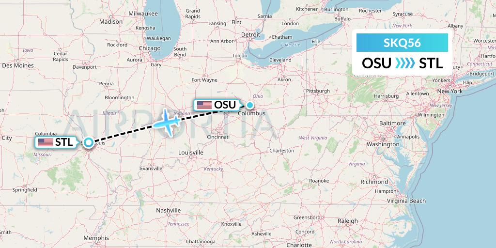 SKQ56 Labcorp Flight Map: Columbus to St. Louis