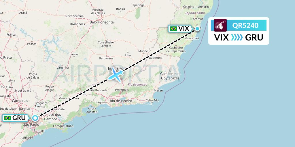 QR5240 Qatar Airways Flight Map: Vitoria to Sao Paulo