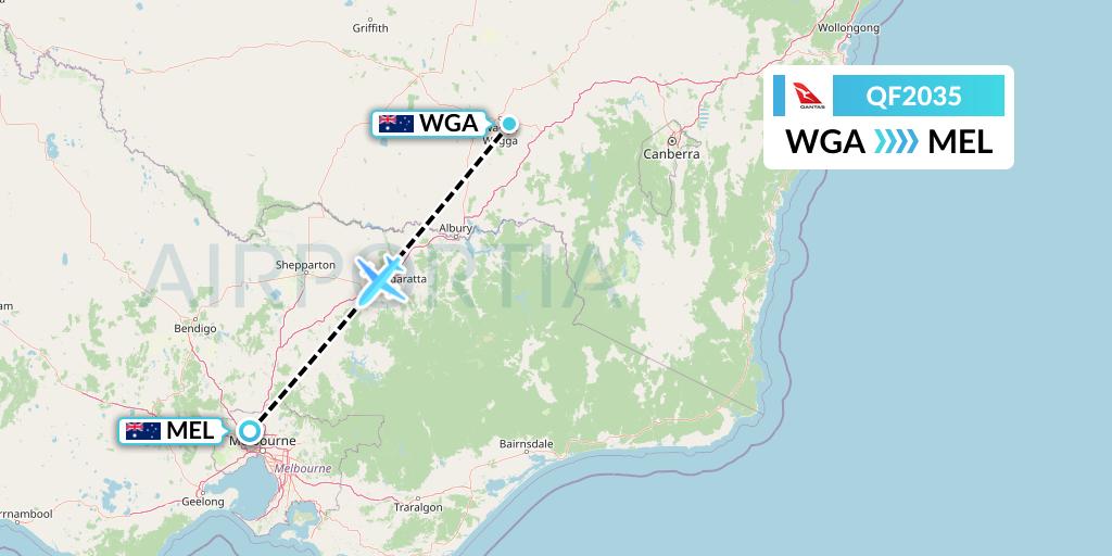 QF2035 Qantas Flight Map: Wagga Wagga to Melbourne