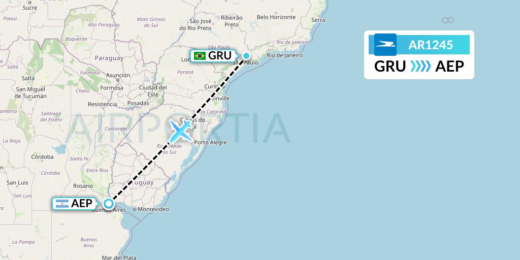 AR1245 Aerolineas Argentinas Flight Map: Sao Paulo to Buenos Aires