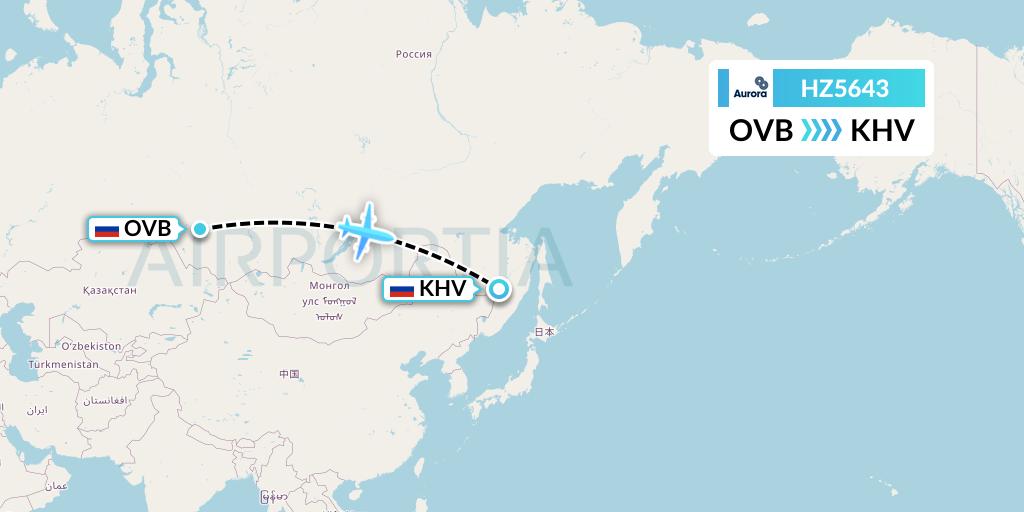 HZ5643 Aurora Flight Map: Novosibirsk to Khabarovsk