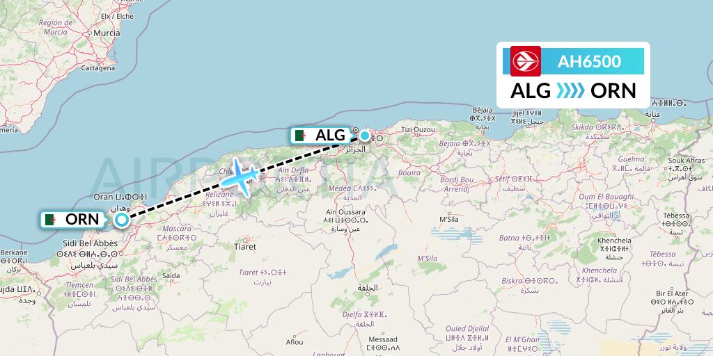 AH6500 Air Algerie Flight Map: Algiers to Oran