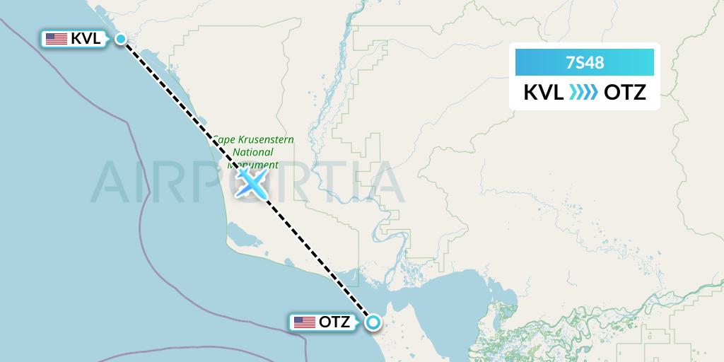 7S48 Ryan Air (USA) Flight Map: Kivalina to Kotzebue