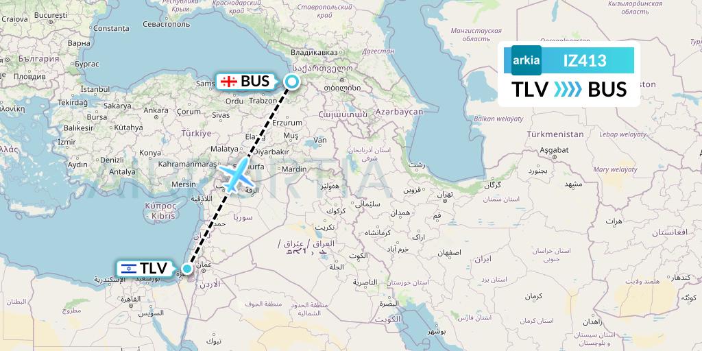 IZ413 Arkia Israeli Airlines Flight Map: Tel Aviv to Batumi