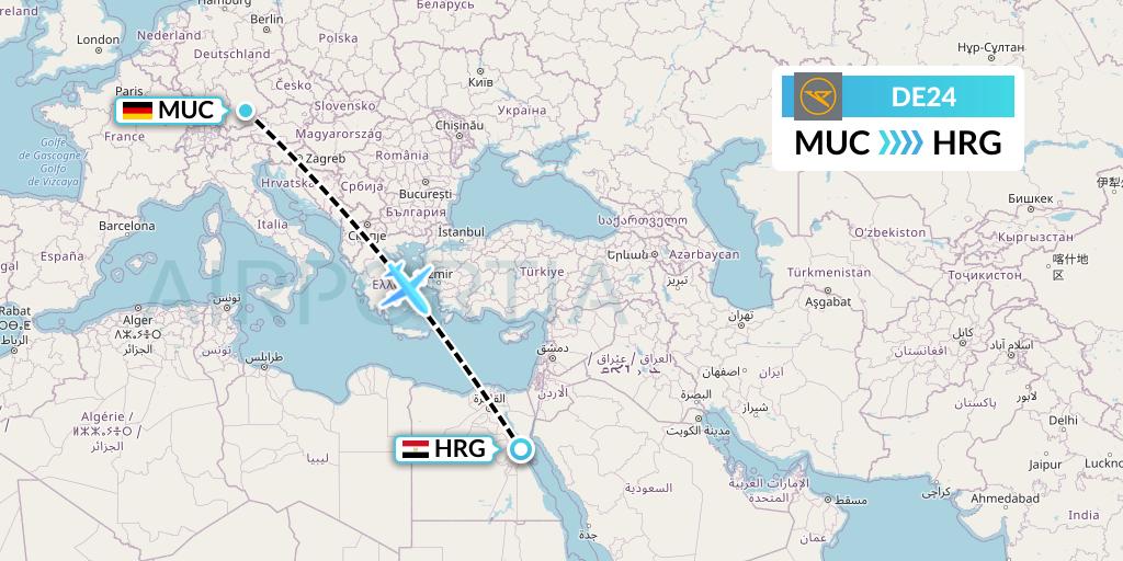 DE24 Condor Flight Map: Munich to Hurghada