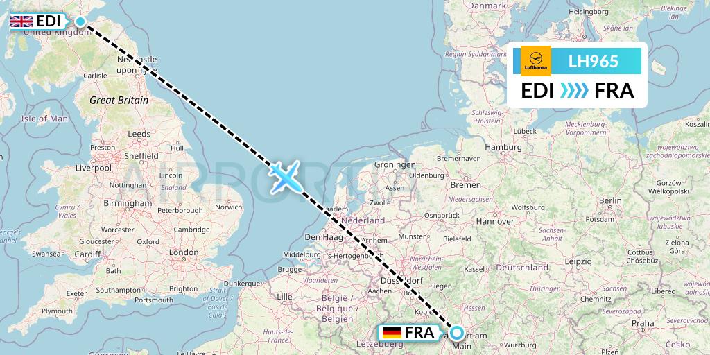 LH965 Lufthansa Flight Map: Edinburgh to Frankfurt