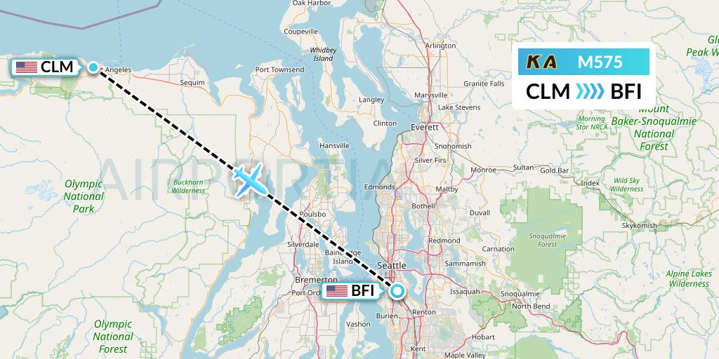 M575 Kenmore Air Flight Map: Port Angeles to Seattle
