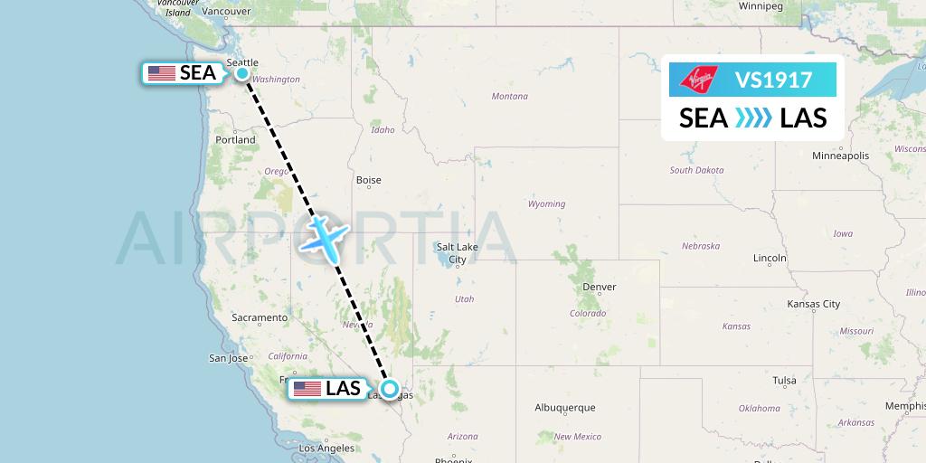 VS1917 Virgin Atlantic Airways Flight Map: Seattle to Las Vegas