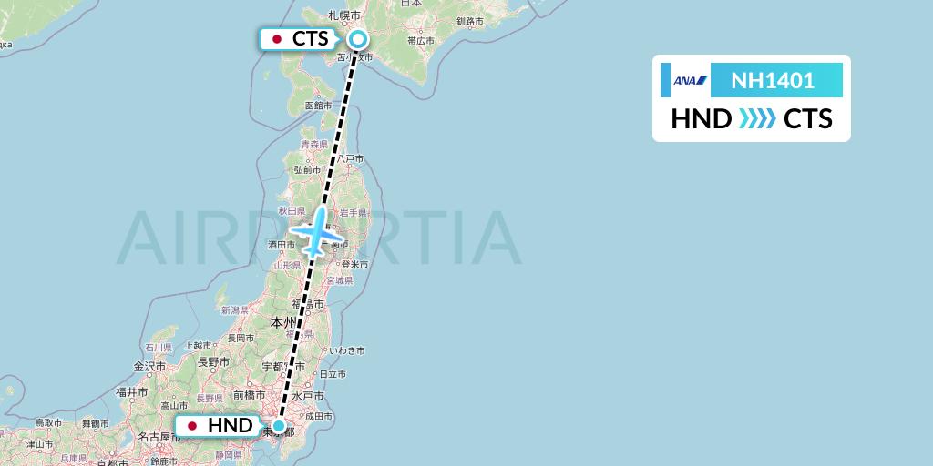 NH1401 All Nippon Airways Flight Map: Tokyo to Sapporo