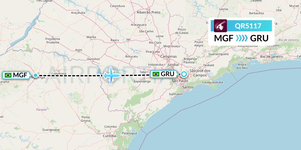 QR5117 Qatar Airways Flight Map: Maringa to Sao Paulo