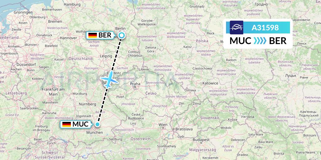 A31598 Aegean Airlines Flight Map: Munich to Berlin
