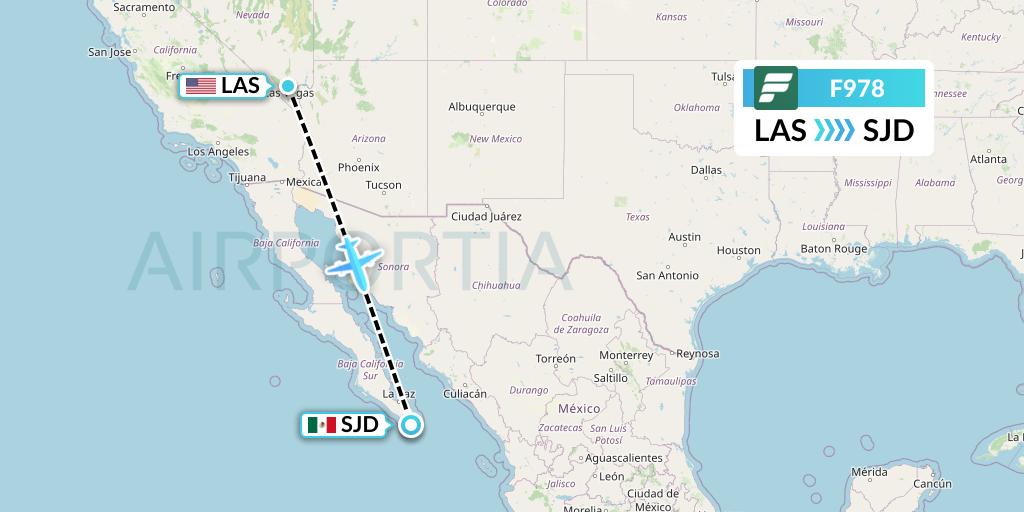 F978 Frontier Airlines Flight Map: Las Vegas to San Jose del Cabo