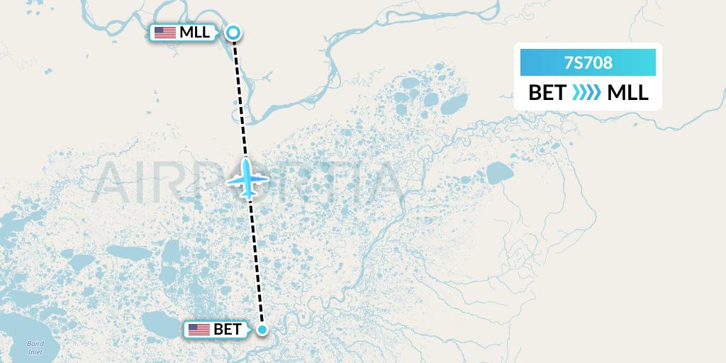 7S708 Ryan Air (USA) Flight Map: Bethel to Marshall