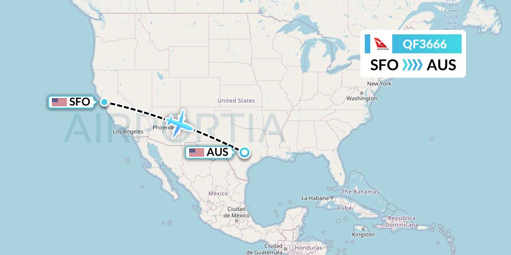QF3666 Qantas Flight Map: San Francisco to Austin