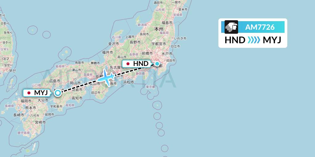 AM7726 Aeromexico Flight Map: Tokyo to Matsuyama