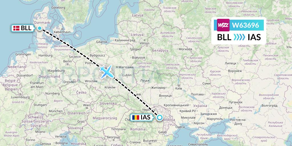 W63696 Flight Status Wizz Air Billund to Iasi (WZZ3696)