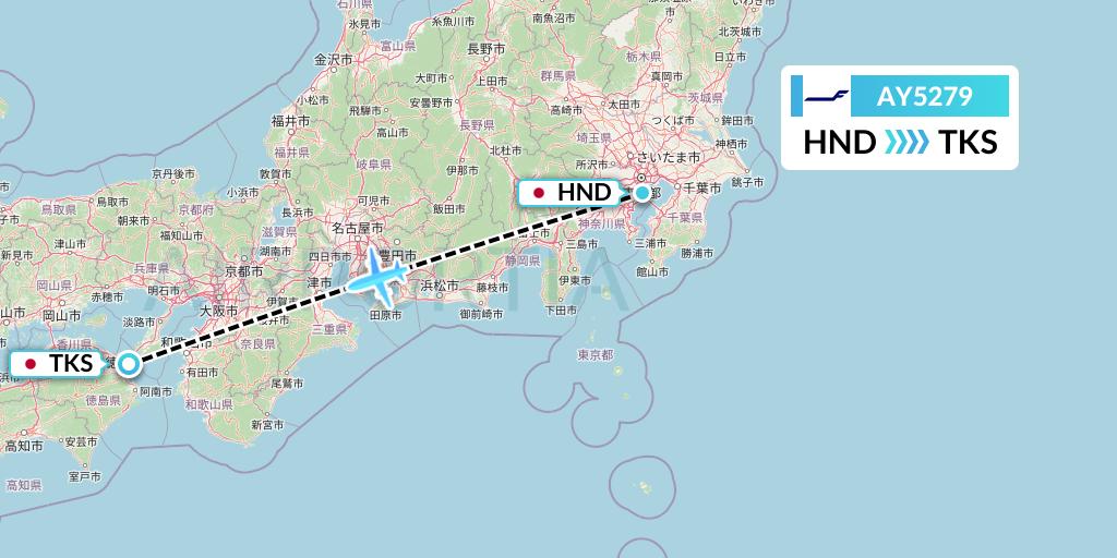 AY5279 Finnair Flight Map: Tokyo to Tokushima