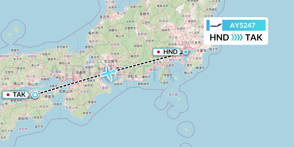 AY5247 Finnair Flight Map: Tokyo to Takamatsu