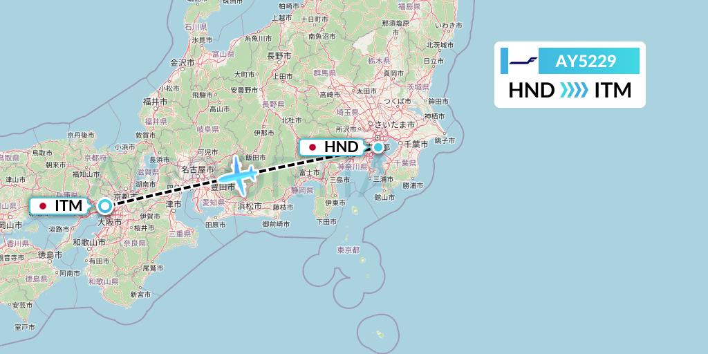 AY5229 Finnair Flight Map: Tokyo to Osaka