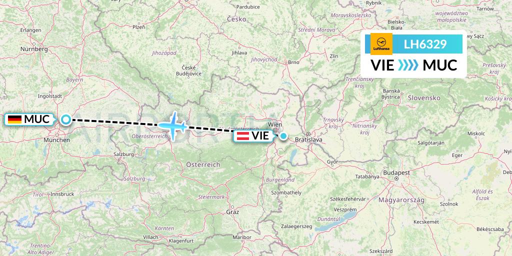 LH6329 Lufthansa Flight Map: Vienna to Munich