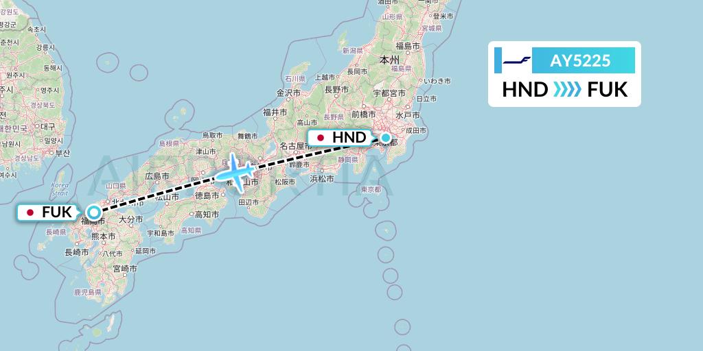 AY5225 Finnair Flight Map: Tokyo to Fukuoka