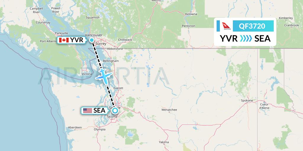 QF3720 Qantas Flight Map: Vancouver to Seattle