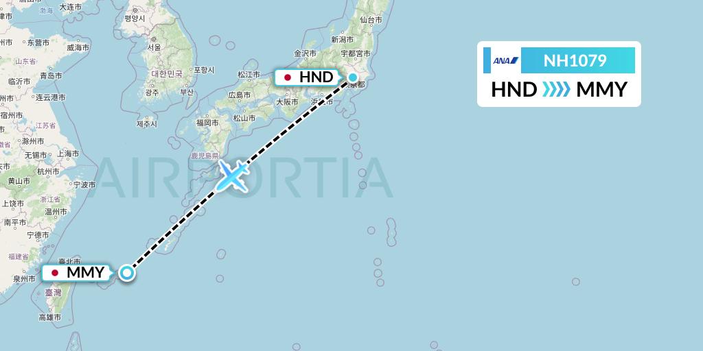 NH1079 All Nippon Airways Flight Map: Tokyo to Miyako