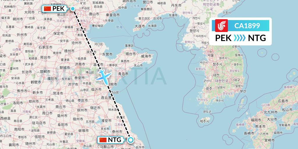 CA1899 Air China Flight Map: Beijing to Nantong