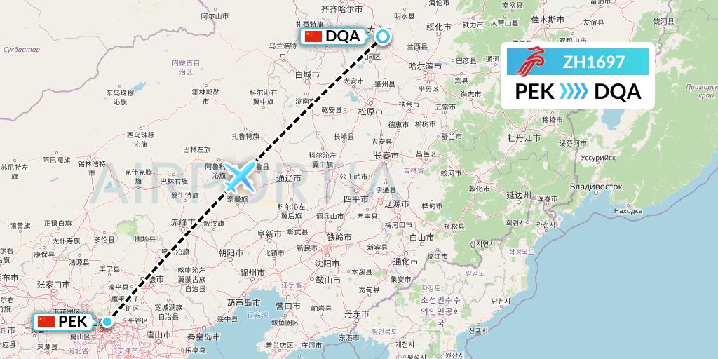 ZH1697 Shenzhen Airlines Flight Map: Beijing to Daqing