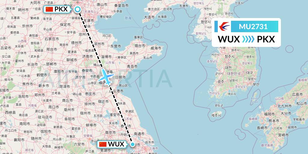 MU2731 China Eastern Airlines Flight Map: Wuxi to Beijing