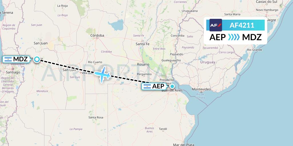 AF4211 Air France Flight Map: Buenos Aires to Mendoza