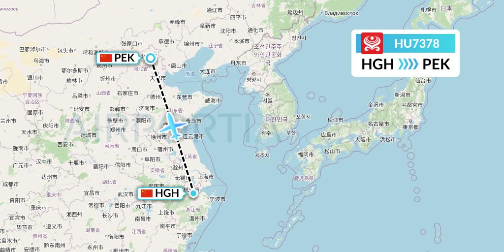 HU7378 Hainan Airlines Flight Map: Hangzhou to Beijing