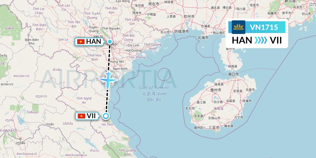 VN1715 Vietnam Airlines Flight Map: Hanoi to Vinh