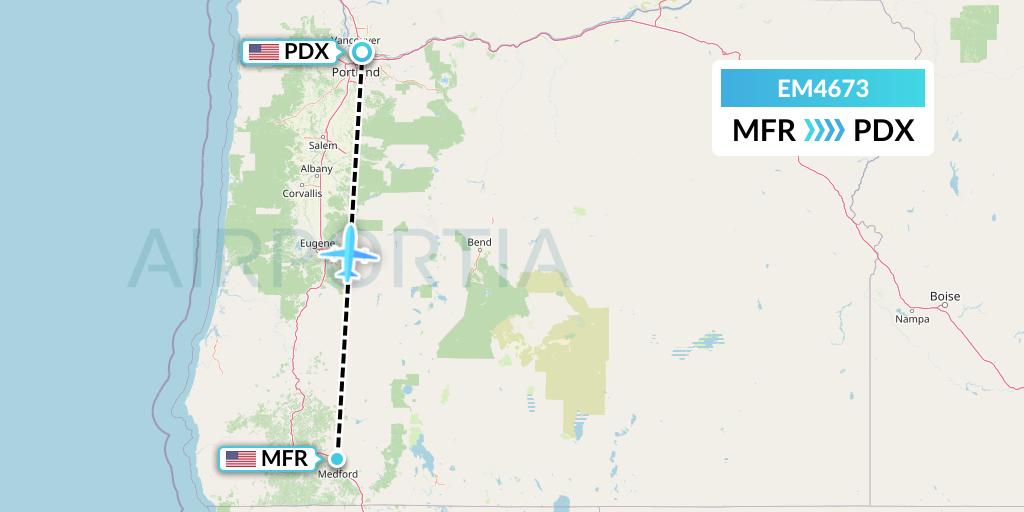 EM4673 Empire Airlines Flight Map: Medford to Portland