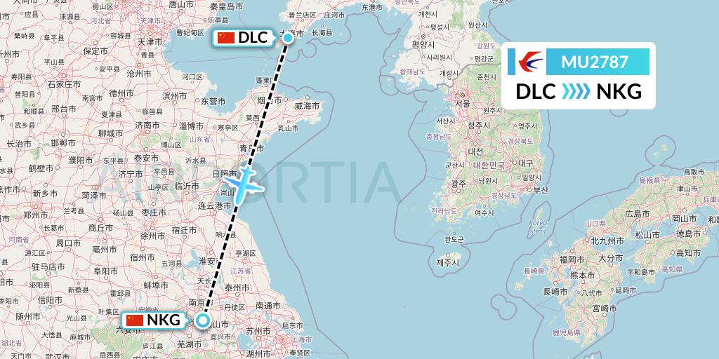 MU2787 China Eastern Airlines Flight Map: Dalian to Nanjing