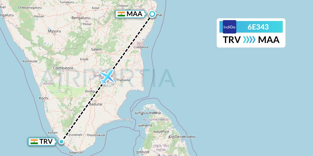 6E343 Flight Status IndiGo Airlines Thiruvananthapuram to Chennai (IGO343) 6E343 Flight Status IndiGo Airlines Thiruvananthapuram to Chennai (IGO343)