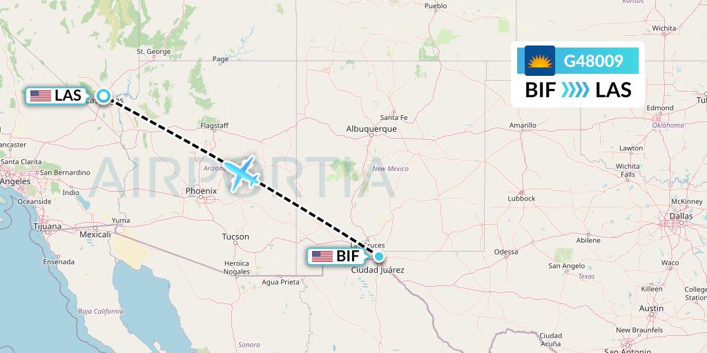 G48009 Allegiant Air Flight Map: Fort Bliss-El Paso to Las Vegas