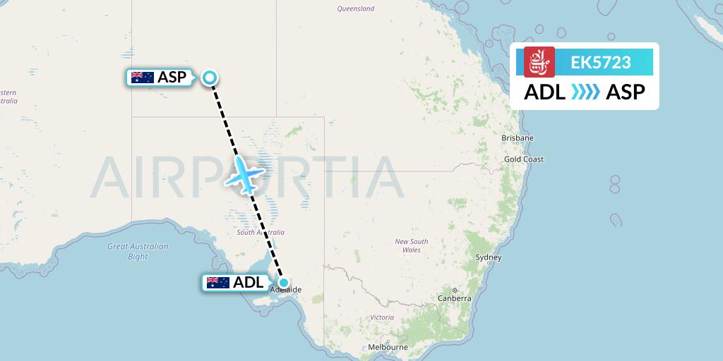 EK5723 Emirates Flight Map: Adelaide to Alice Springs