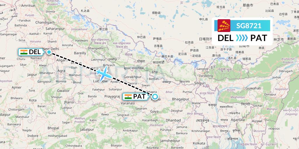 SG8721 Flight Status SpiceJet Delhi to Patna (SEJ8721)